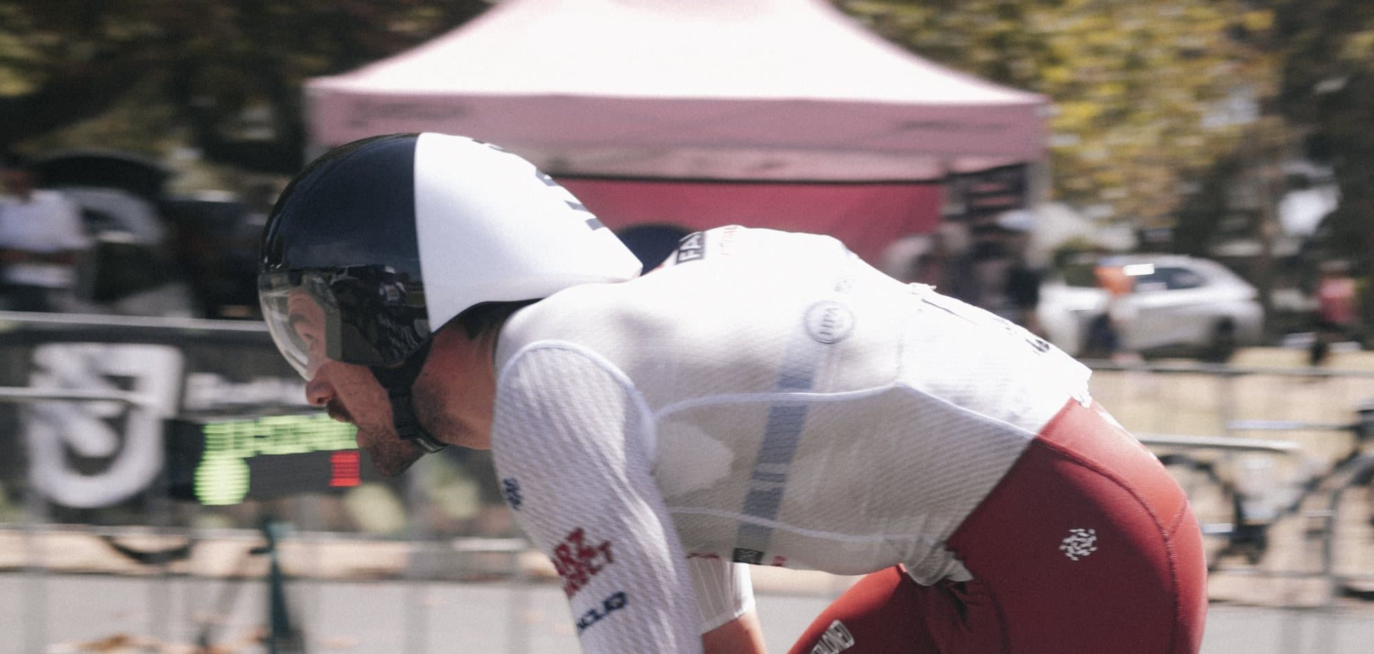 A PaceOn rider in time-trial position